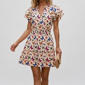 Sugarlips Cecily Butterfly Mini Dress S Novelty Print Colorful Dopamine Twee NWT